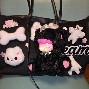 Nanci Black Suede Dream Bag- Embellished with Midnight Honey